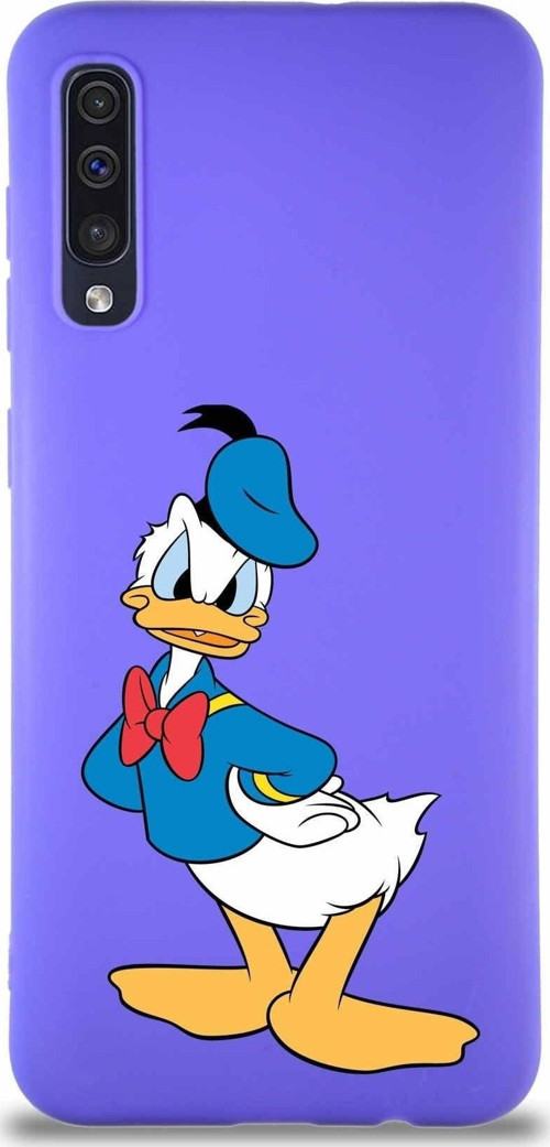 Samsung Galaxy A50 Soft Premier Kapak Donald Duck-D Tasarımlı Silikon Kılıf - Mor