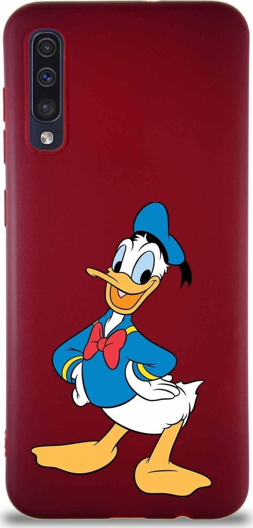 Samsung Galaxy A50S Soft Premier Kapak Donald Duck-C Tasarımlı Silikon Kılıf - Mürdüm