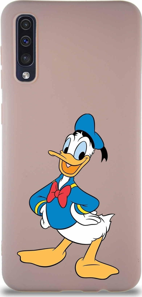 Samsung Galaxy A50S Soft Premier Kapak Donald Duck-C Tasarımlı Silikon Kılıf - Pudra