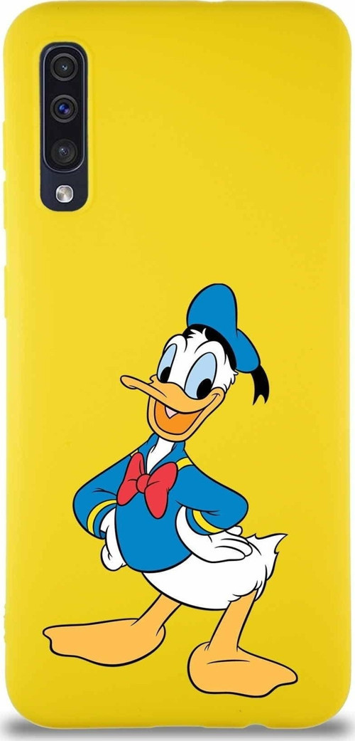 Samsung Galaxy A50S Soft Premier Kapak Donald Duck-C Tasarımlı Silikon Kılıf - Sarı
