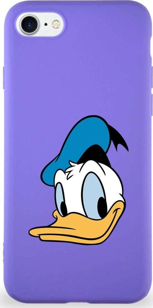 Iphone Se 2022 Uyumlu Soft Premier Kapak Donald Duck-B Tasarımlı Silikon Kılıf - Mor