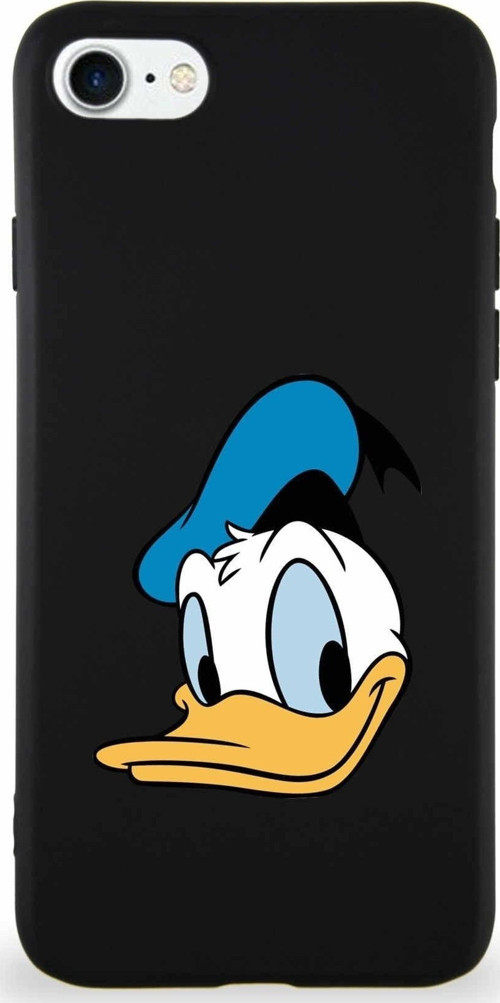 Iphone Se 2022 Uyumlu Soft Premier Kapak Donald Duck-B Tasarımlı Silikon Kılıf - Siyah
