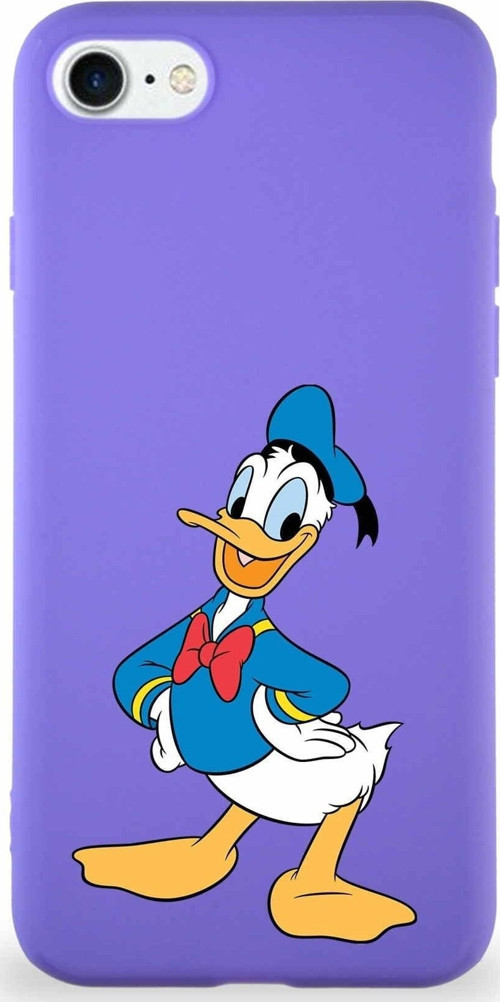 Iphone Se 2022 Uyumlu Soft Premier Kapak Donald Duck Tasarımlı Silikon Kılıf Mor