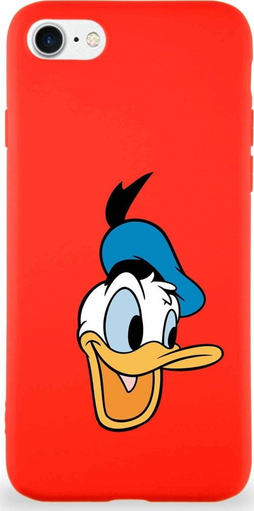 Iphone Se 2022 Uyumlu Soft Premier Kapak Donald Duck-A Tasarımlı Silikon Kılıf - Kırmızı
