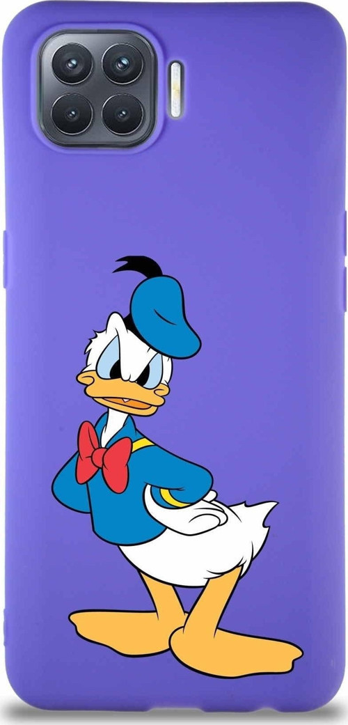 Oppo Reno 4 Lite Soft Premier Kapak Donald Duck-D Tasarımlı Silikon Kılıf - Mor