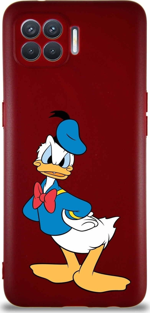 Oppo Reno 4 Lite Soft Premier Kapak Donald Duck-D Tasarımlı Silikon Kılıf - Mürdüm