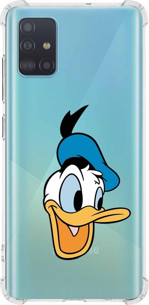 Samsung Galaxy A51 Köşe Korumalı Antişok Kapak Donald Duck Tasarımlı Şeffaf Kılıf