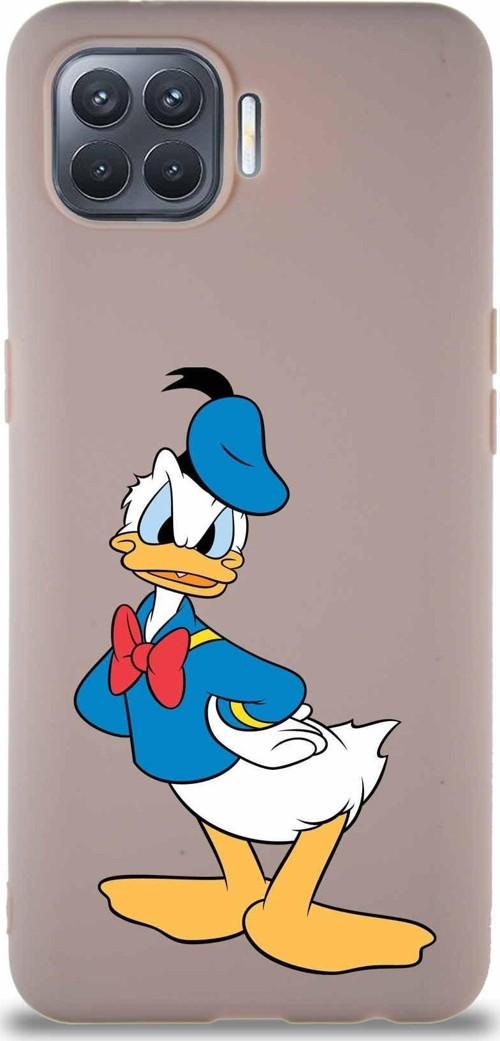 Oppo Reno 4 Lite Soft Premier Kapak Donald Duck-D Tasarımlı Silikon Kılıf - Pudra