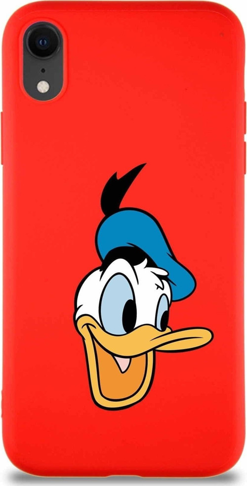 Iphone Xr Soft Premier Kapak Donald Duck-A Tasarımlı Silikon Kılıf - Kırmızı Uyumlu