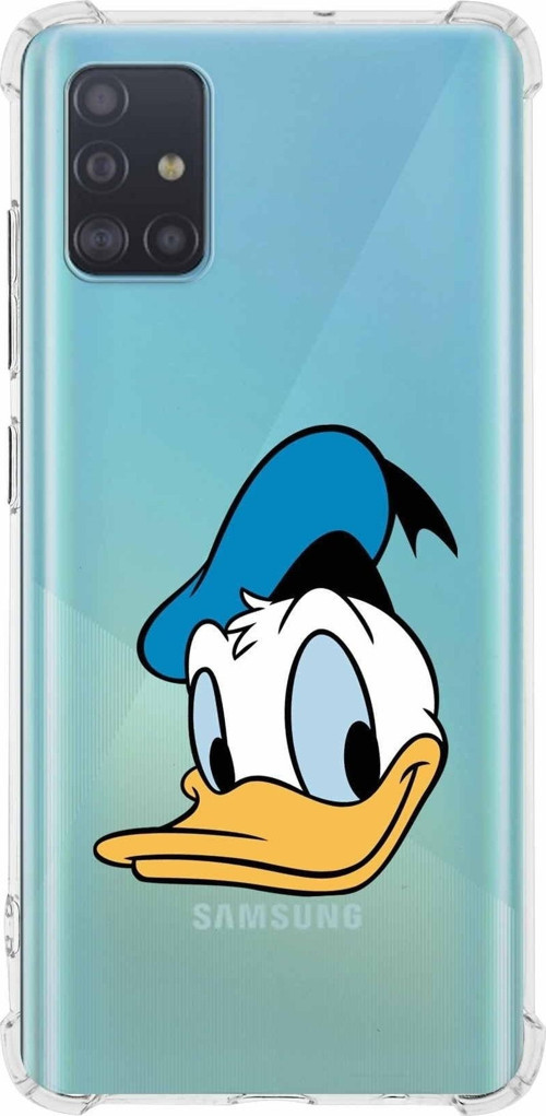 Samsung Galaxy A51 Köşe Korumalı Antişok Kapak Donald Duck Tasarımlı Şeffaf Kılıf