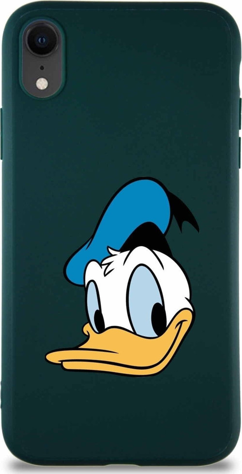 Iphone Xr Soft Premier Uyumlu Donald Duck-B Tasarımlı Silikon Kılıf - Yeşil