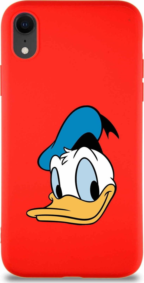 Iphone Xr Uyumlu Soft Premier Kapak Donald Duck-B Tasarımlı Silikon Kılıf - Kırmızı
