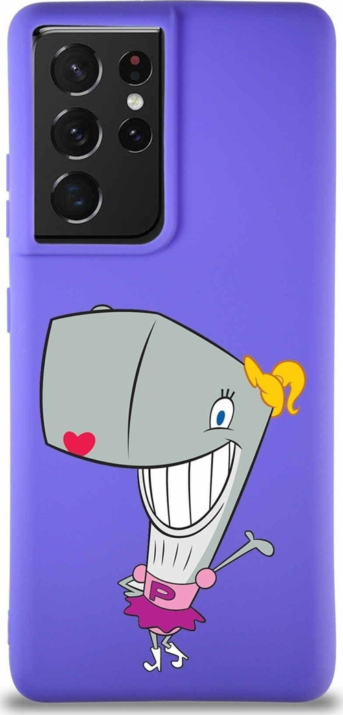 Samsung Galaxy S21 Ultra Soft Premier Kapak Pearl Yengeç Tasarımlı Silikon Kılıf - Mor