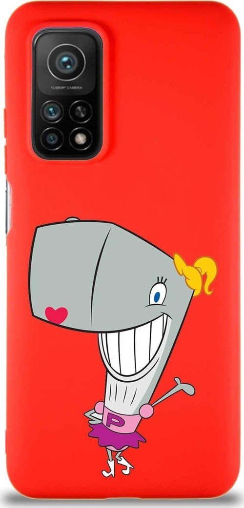 Xiaomi Mi 10T Soft Premier Kapak Pearl Yengeç Tasarımlı Silikon Kılıf - Kırmızı