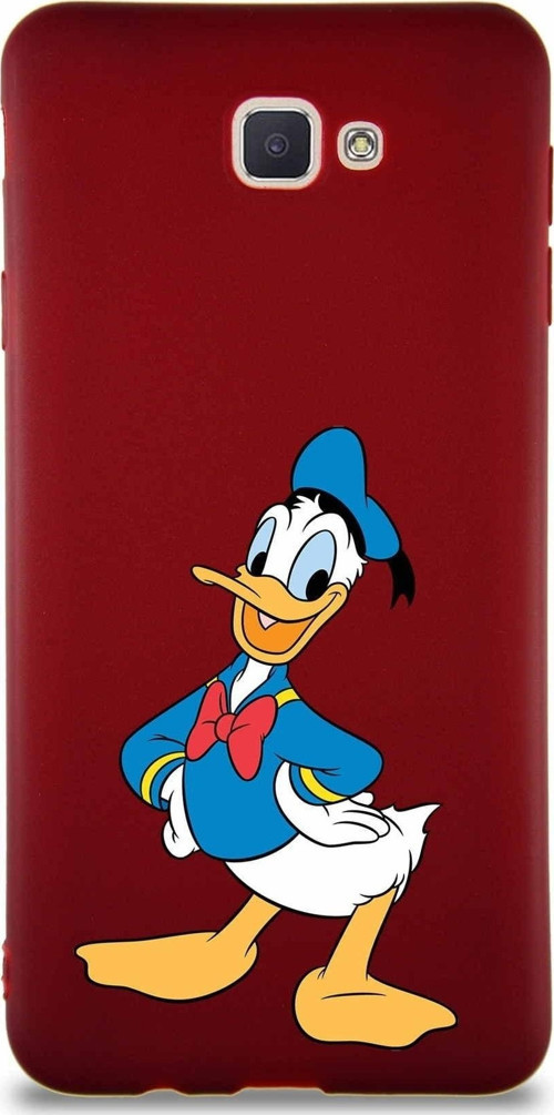 Samsung Galaxy J7 Prime 2 Soft Premier Kapak Donald Duck-C Tasarımlı Silikon Kılıf - Mürdüm