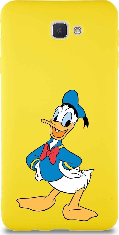 Samsung Galaxy J7 Prime 2 Soft Premier Kapak Donald Duck-C Tasarımlı Silikon Kılıf - Sarı