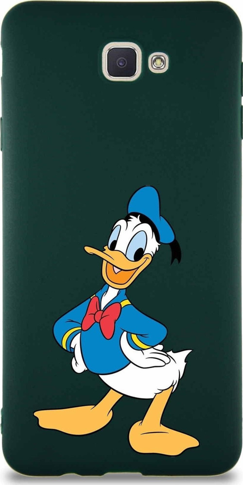 Samsung Galaxy J7 Prime 2 Soft Premier Kapak Donald Duck-C Tasarımlı Silikon Kılıf - Yeşil