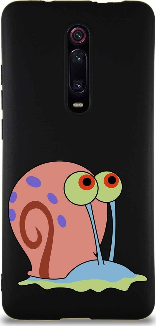 Xiaomi Mi 9T Soft Premier Kapak Salyangoz Gary Tasarımlı Silikon Kılıf - Siyah