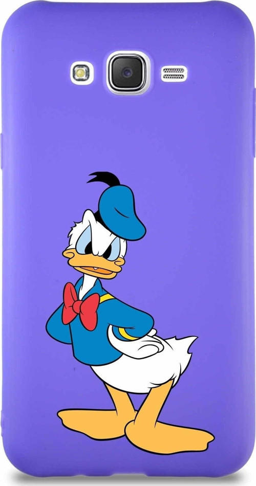 Samsung Galaxy J7 Soft Premier Kapak Donald Duck-D Tasarımlı Silikon Kılıf - Mor