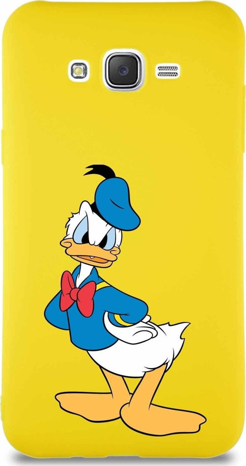 Samsung Galaxy J7 Soft Premier Kapak Donald Duck-D Tasarımlı Silikon Kılıf - Sarı