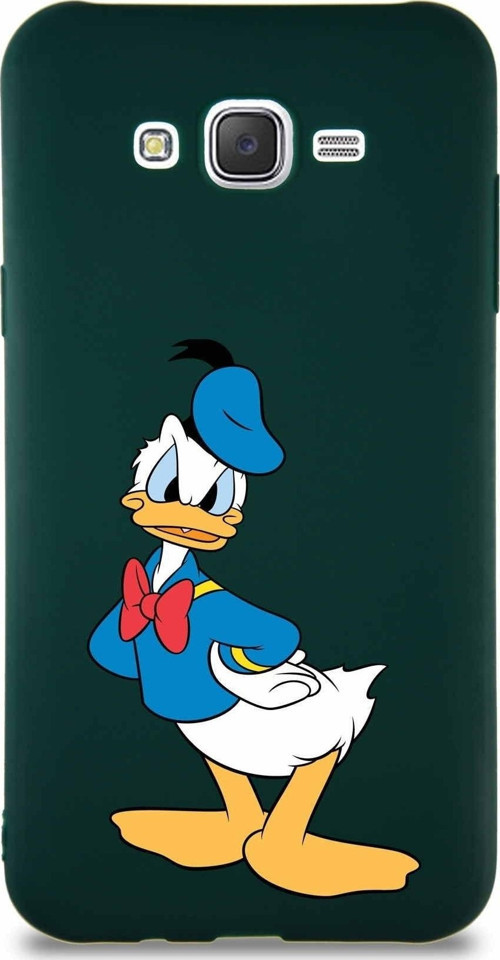 Samsung Galaxy J7 Soft Premier Kapak Donald Duck-D Tasarımlı Silikon Kılıf - Yeşil
