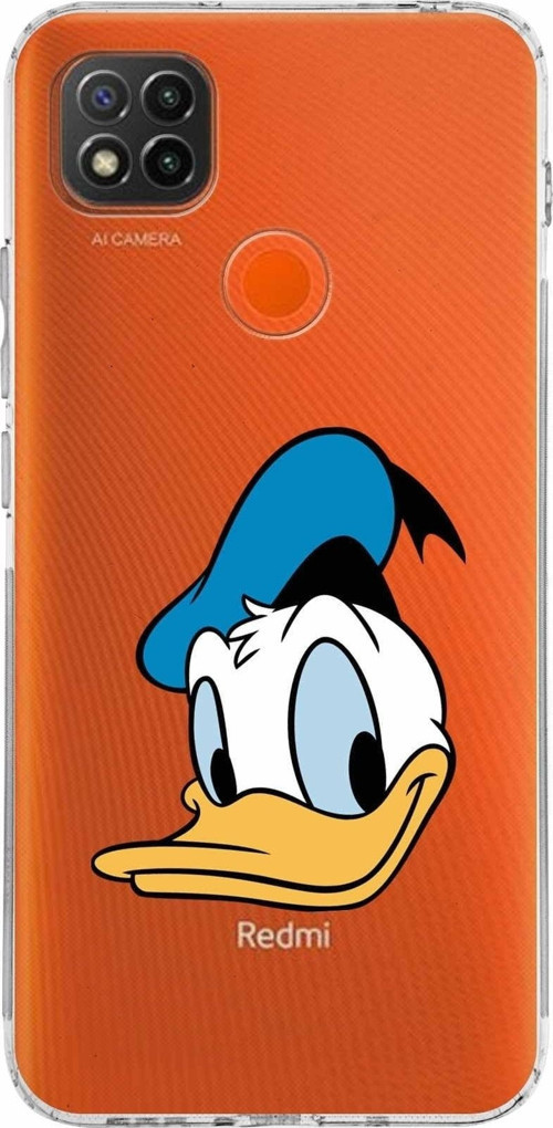 Xiaomi Redmi 10A Kamera Korumalı Kapak Donald Duck Tasarımlı Şeffaf Kılıf