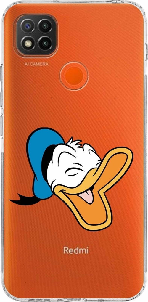 Xiaomi Redmi 10A Kamera Korumalı Kapak Donald Duck Tasarımlı Şeffaf Kılıf