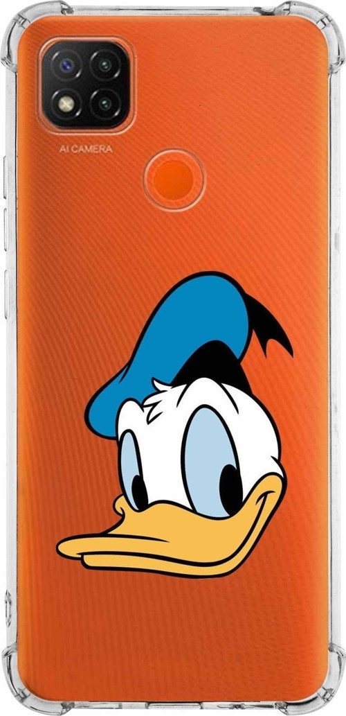 Xiaomi Redmi 9C Köşe Korumalı Antişok Kapak Donald Duck Tasarımlı Şeffaf Kılıf