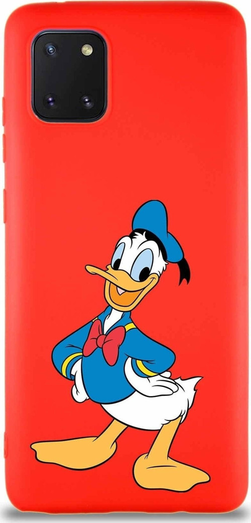 Samsung Galaxy A81 Soft Premier Kapak Donald Duck-C Tasarımlı Silikon Kılıf - Kırmızı
