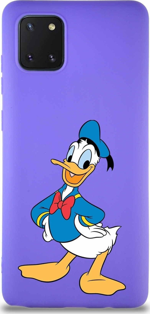 Samsung Galaxy A81 Soft Premier Kapak Donald Duck-C Tasarımlı Silikon Kılıf - Mor