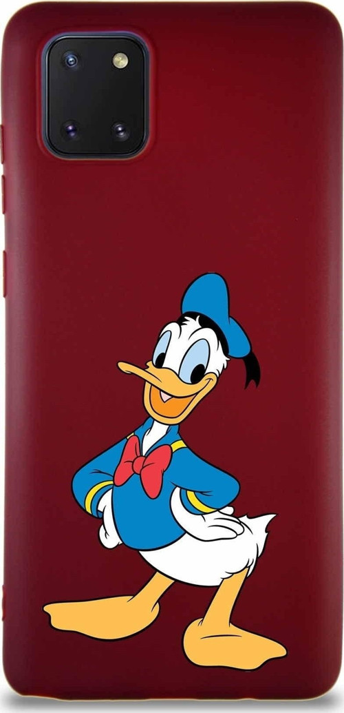 Samsung Galaxy A81 Soft Premier Kapak Donald Duck-C Tasarımlı Silikon Kılıf - Mürdüm