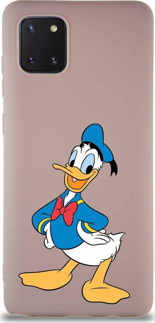Samsung Galaxy A81 Soft Premier Kapak Donald Duck-C Tasarımlı Silikon Kılıf - Pudra