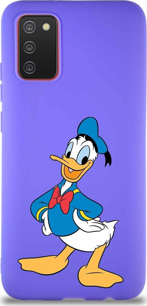 Samsung Galaxy A02S Soft Premier Kapak Donald Duck-C Tasarımlı Silikon Kılıf - Mor