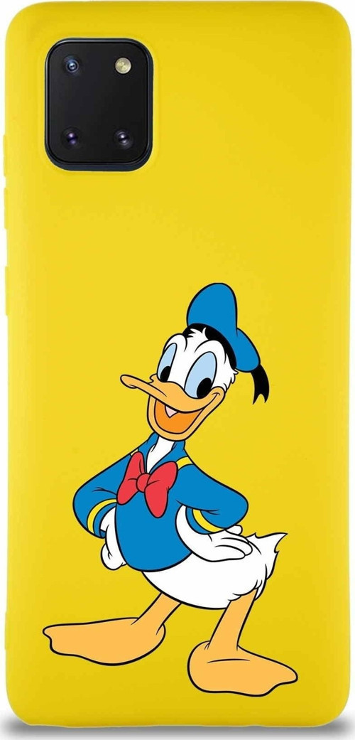 Samsung Galaxy A81 Soft Premier Kapak Donald Duck-C Tasarımlı Silikon Kılıf - Sarı