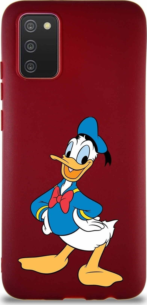 Samsung Galaxy A02S Soft Premier Kapak Donald Duck-C Tasarımlı Silikon Kılıf - Mürdüm