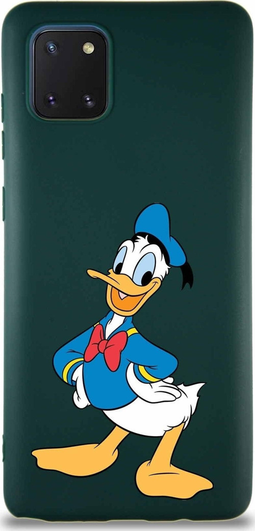 Samsung Galaxy A81 Soft Premier Kapak Donald Duck-C Tasarımlı Silikon Kılıf - Yeşil