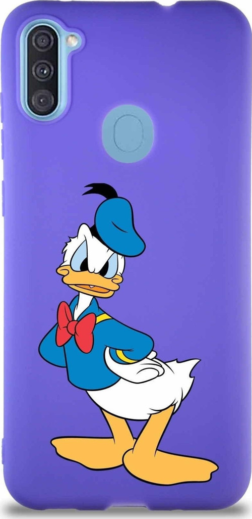 Samsung Galaxy M11 Soft Premier Kapak Donald Duck-D Tasarımlı Silikon Kılıf - Mor