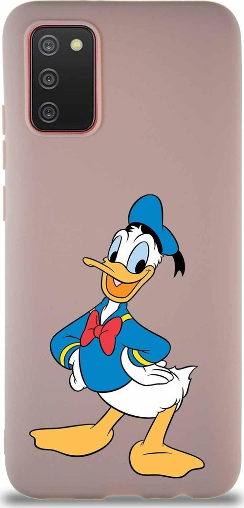 Samsung Galaxy A02S Soft Premier Kapak Donald Duck-C Tasarımlı Silikon Kılıf - Pudra