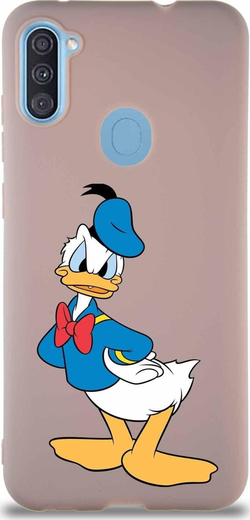 Samsung Galaxy M11 Soft Premier Kapak Donald Duck-D Tasarımlı Silikon Kılıf - Pudra