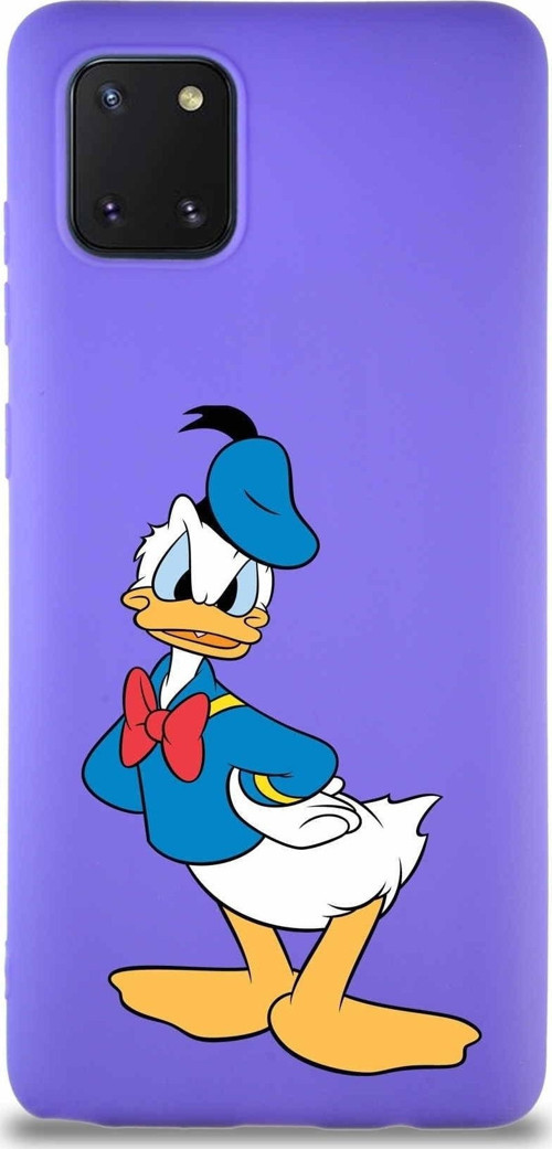 Samsung Galaxy A81 Soft Premier Kapak Donald Duck-D Tasarımlı Silikon Kılıf - Mor