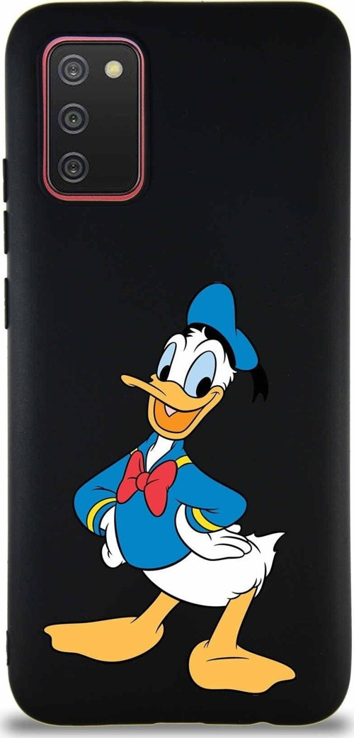 Samsung Galaxy A02S Soft Premier Kapak Donald Duck-C Tasarımlı Silikon Kılıf - Siyah