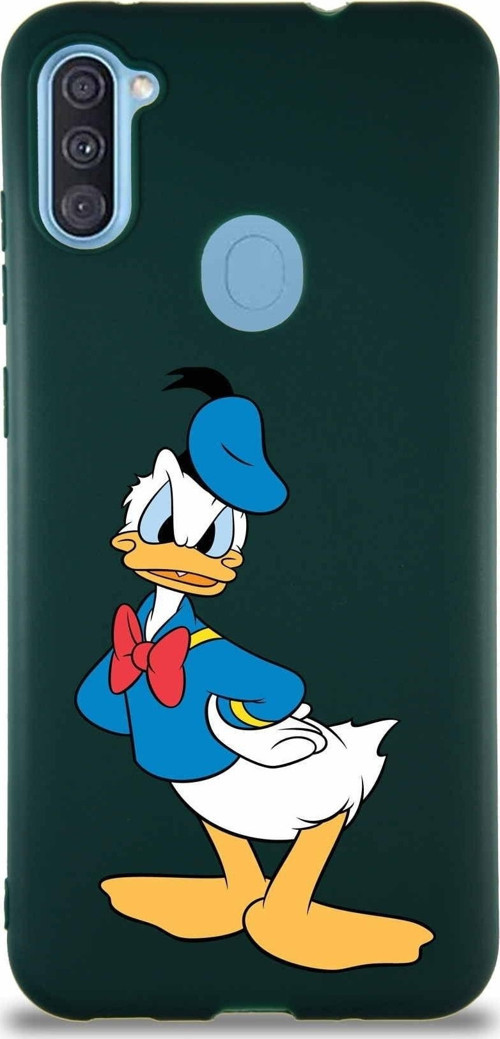 Samsung Galaxy M11 Soft Premier Kapak Donald Duck-D Tasarımlı Silikon Kılıf - Yeşil