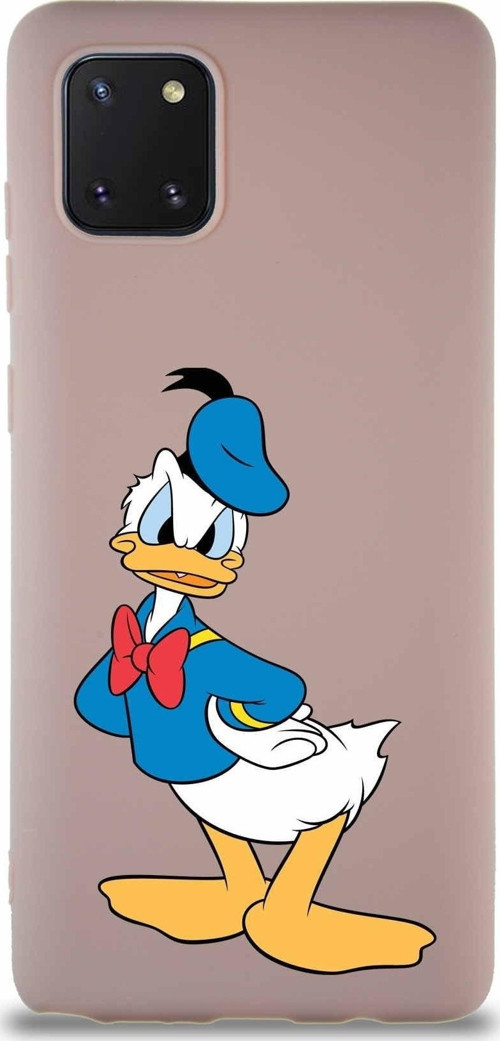 Samsung Galaxy A81 Soft Premier Kapak Donald Duck-D Tasarımlı Silikon Kılıf - Pudra
