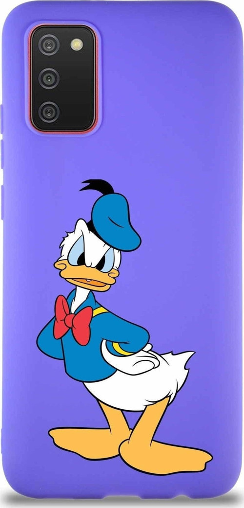 Samsung Galaxy A02S Soft Premier Kapak Donald Duck-D Tasarımlı Silikon Kılıf - Mor