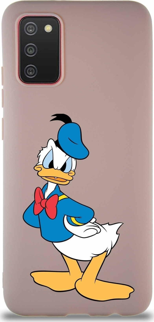 Samsung Galaxy A02S Soft Premier Kapak Donald Duck-D Tasarımlı Silikon Kılıf - Pudra