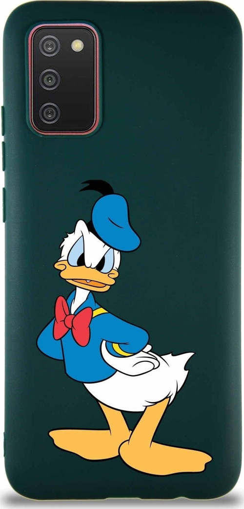Samsung Galaxy A02S Soft Premier Kapak Donald Duck-D Tasarımlı Silikon Kılıf - Yeşil