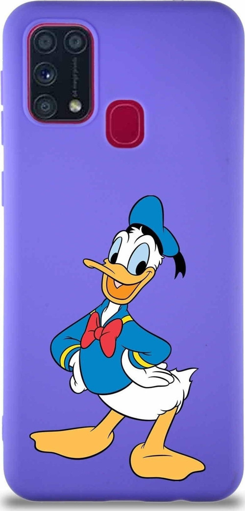 Samsung Galaxy M31 Soft Premier Kapak Donald Duck-C Tasarımlı Silikon Kılıf - Mor