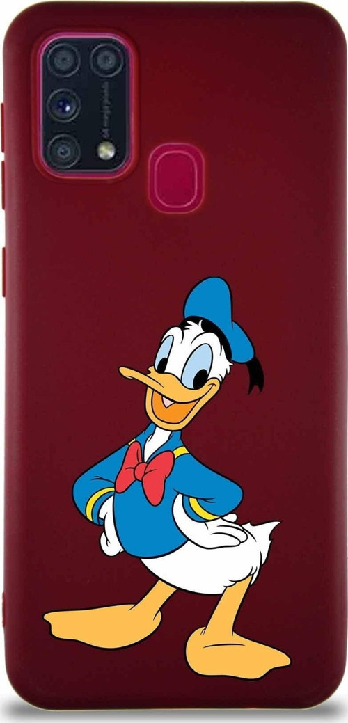 Samsung Galaxy M31 Soft Premier Kapak Donald Duck-C Tasarımlı Silikon Kılıf - Mürdüm