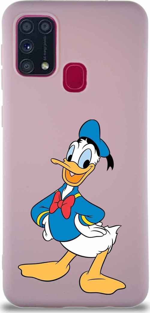 Samsung Galaxy M31 Soft Premier Kapak Donald Duck-C Tasarımlı Silikon Kılıf - Pudra
