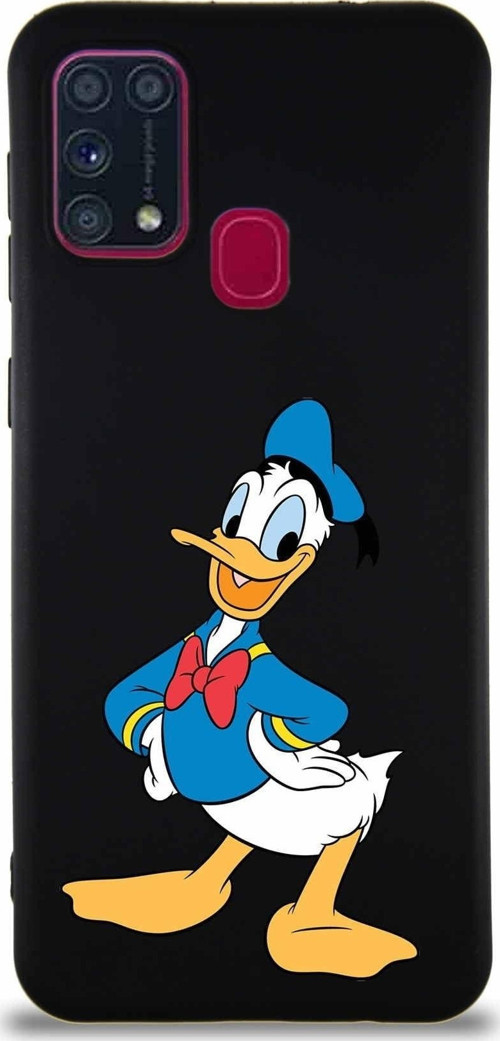 Samsung Galaxy M31 Soft Premier Kapak Donald Duck-C Tasarımlı Silikon Kılıf - Siyah